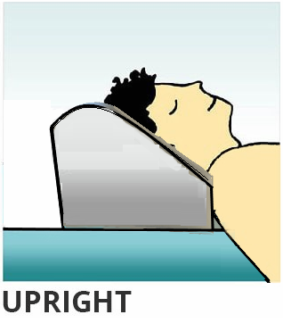 Man sleeping upright on the Savesight Pillow